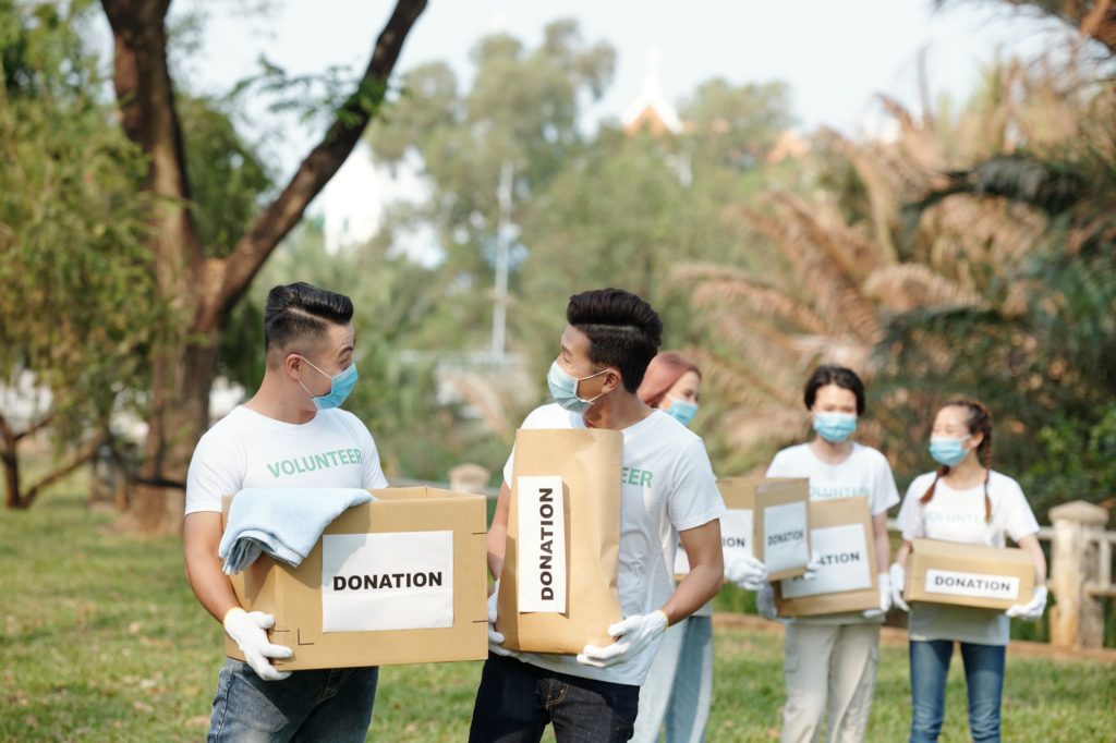 Volunteers at charity event